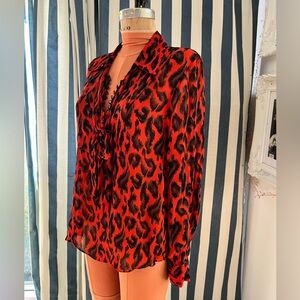 Silk cheetah print blouse